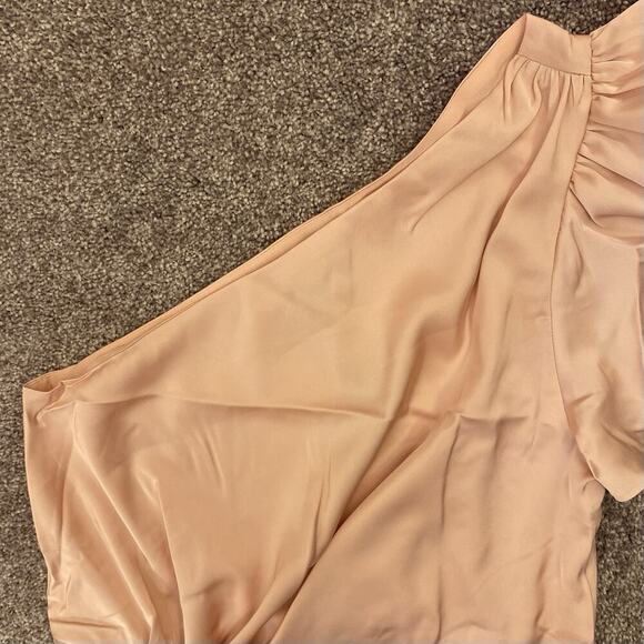 Express Women's Satin One Shoulder Tie Waist Top Pale Pink Size XS - NWT $64 - Picture 6 of 16